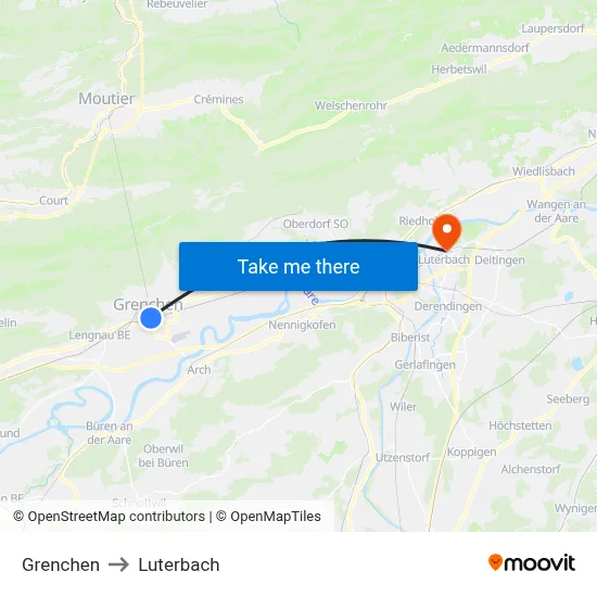 Grenchen to Luterbach map