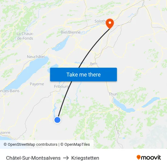 Châtel-Sur-Montsalvens to Kriegstetten map