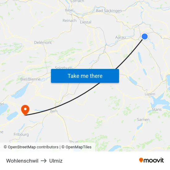 Wohlenschwil to Ulmiz map
