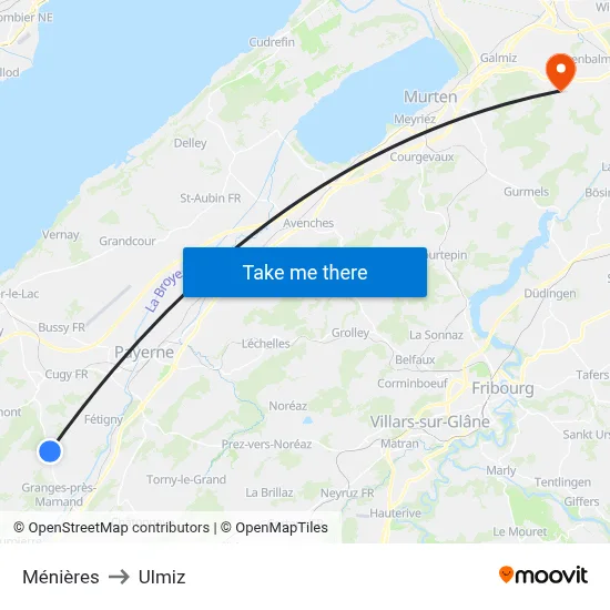 Ménières to Ulmiz map