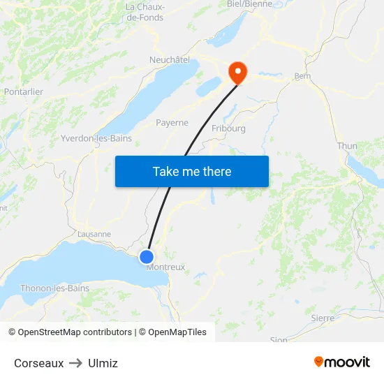 Corseaux to Ulmiz map