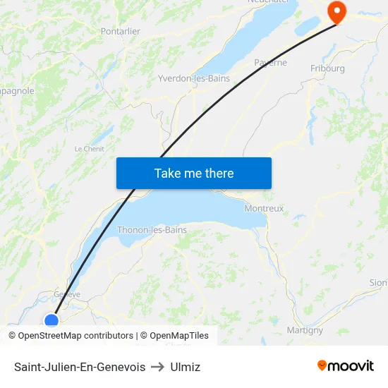 Saint-Julien-En-Genevois to Ulmiz map