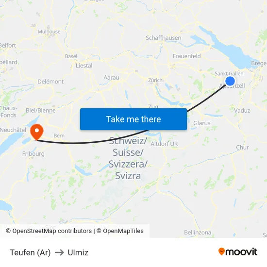 Teufen (Ar) to Ulmiz map