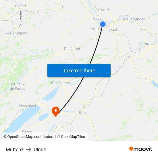 Muttenz to Ulmiz map