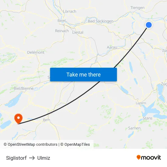 Siglistorf to Ulmiz map