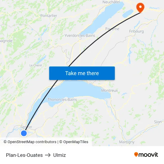 Plan-Les-Ouates to Ulmiz map
