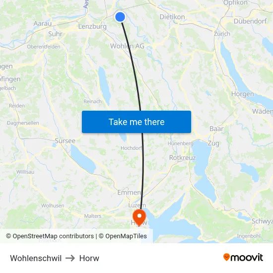 Wohlenschwil to Horw map