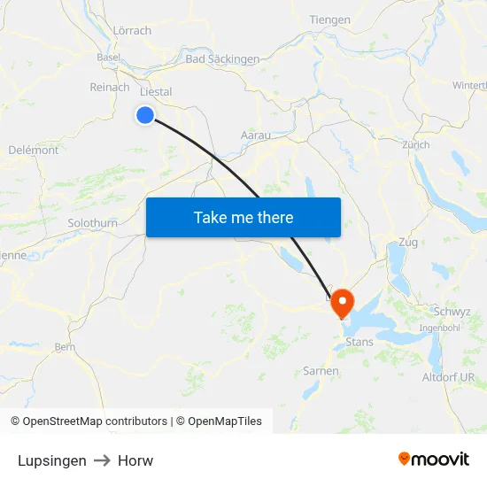 Lupsingen to Horw map