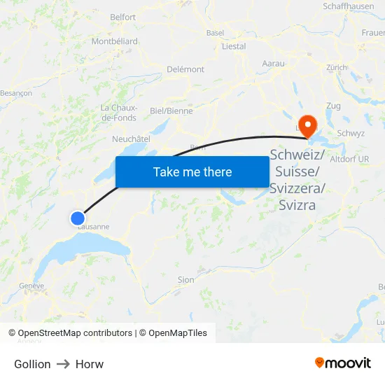 Gollion to Horw map