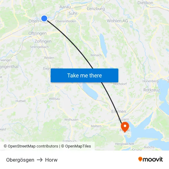 Obergösgen to Horw map