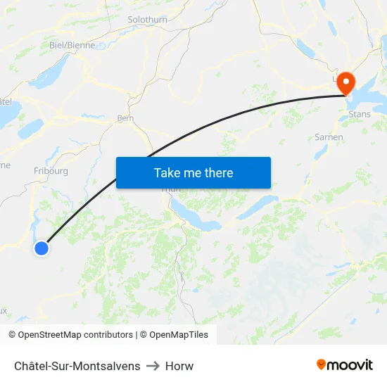 Châtel-Sur-Montsalvens to Horw map