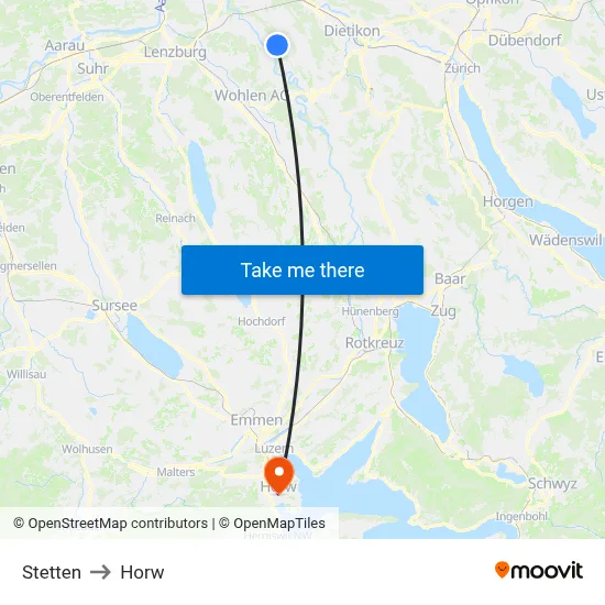 Stetten to Horw map