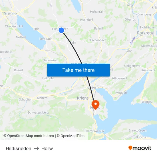 Hildisrieden to Horw map