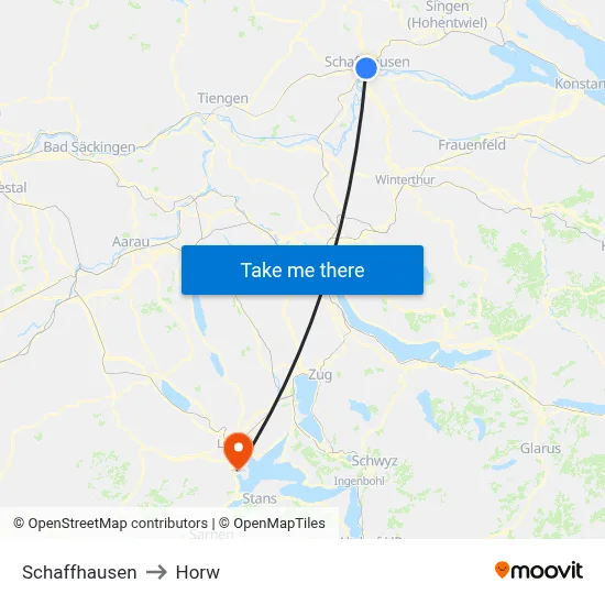 Schaffhausen to Horw map