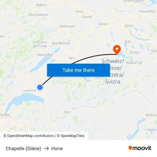Chapelle (Glâne) to Horw map
