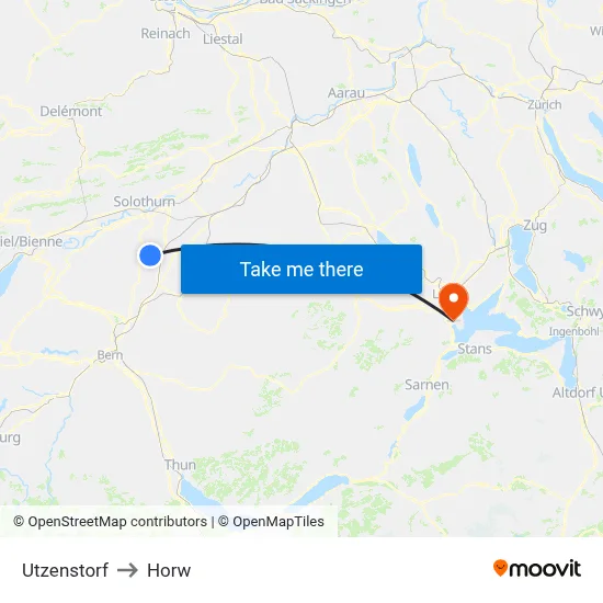 Utzenstorf to Horw map