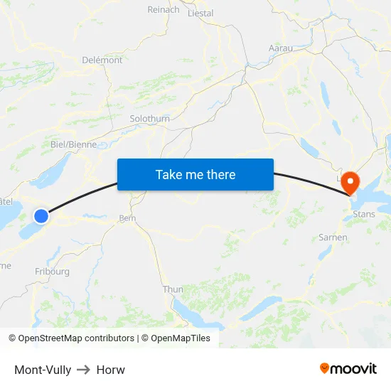 Mont-Vully to Horw map