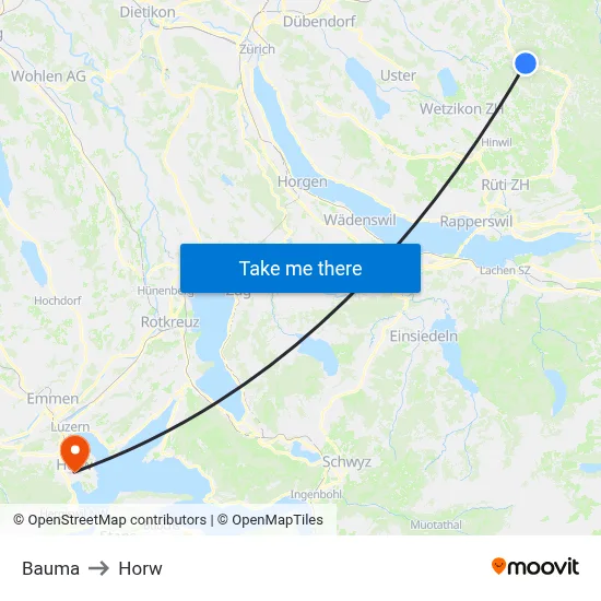Bauma to Horw map