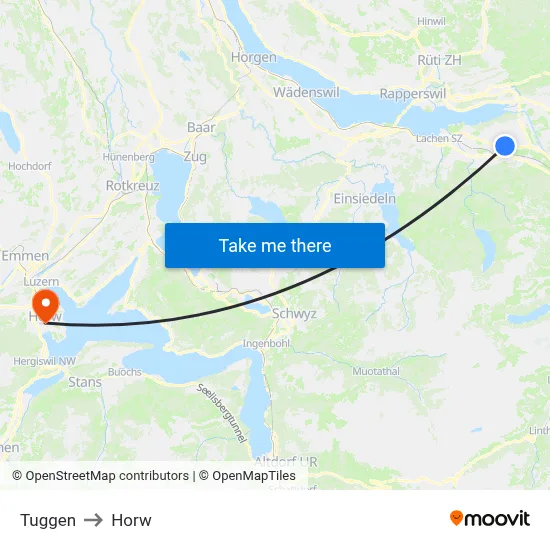 Tuggen to Horw map