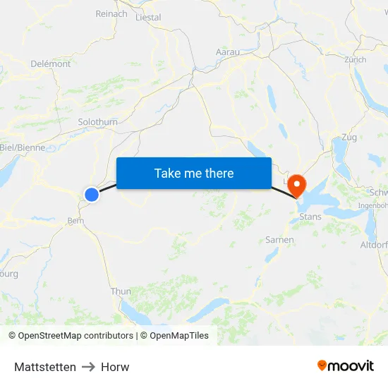 Mattstetten to Horw map