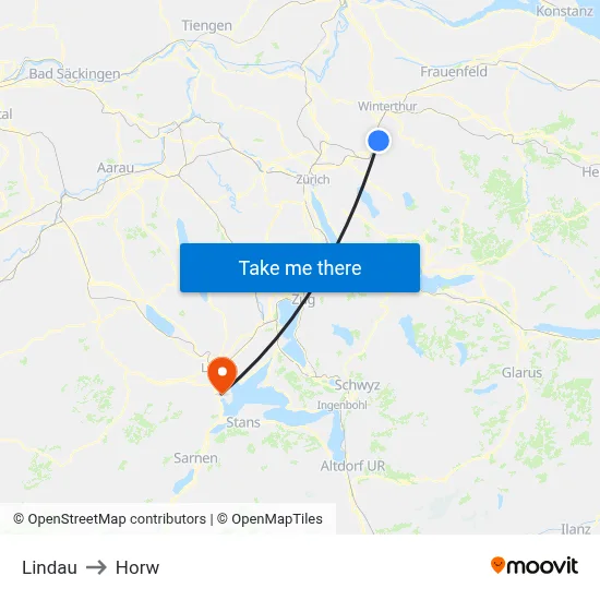 Lindau to Horw map
