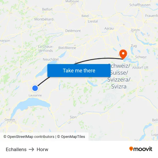 Echallens to Horw map