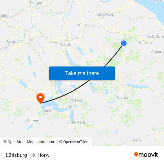 Lütisburg to Horw map