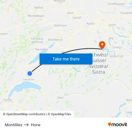 Montilliez to Horw map