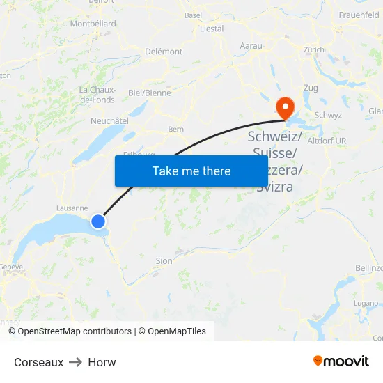 Corseaux to Horw map