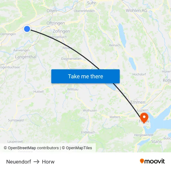 Neuendorf to Horw map