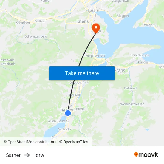 Sarnen to Horw map