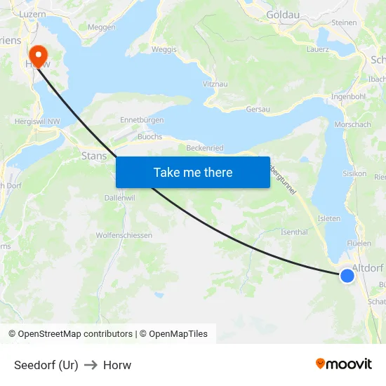 Seedorf (Ur) to Horw map