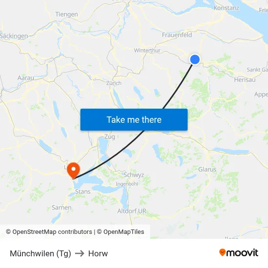 Münchwilen (Tg) to Horw map