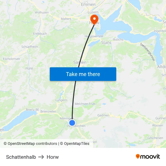 Schattenhalb to Horw map