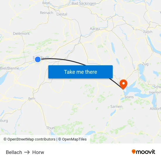 Bellach to Horw map