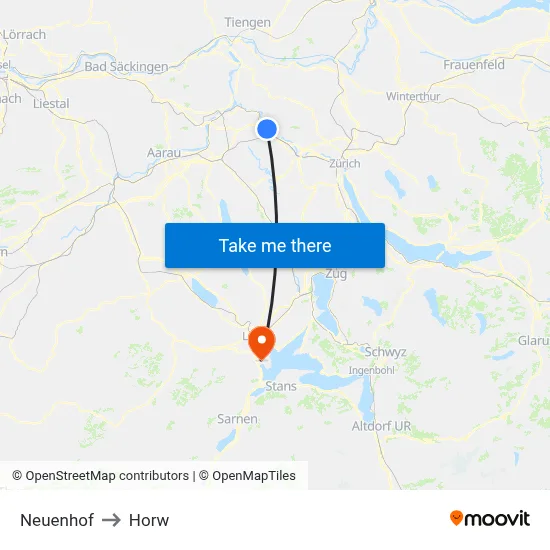 Neuenhof to Horw map