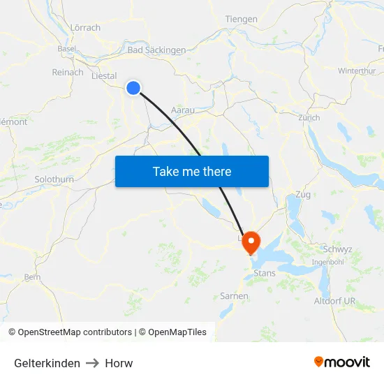 Gelterkinden to Horw map