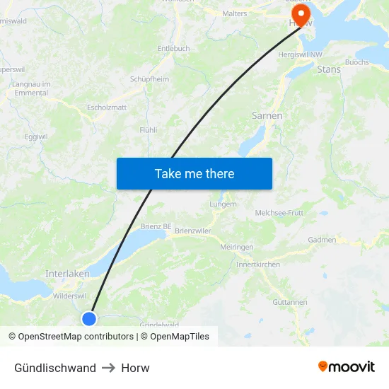 Gündlischwand to Horw map