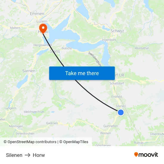 Silenen to Horw map