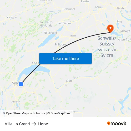 Ville-La-Grand to Horw map