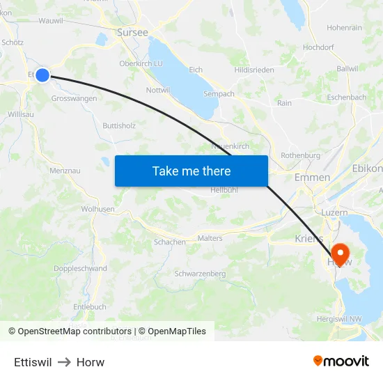 Ettiswil to Horw map