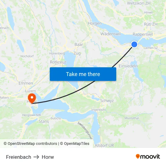 Freienbach to Horw map