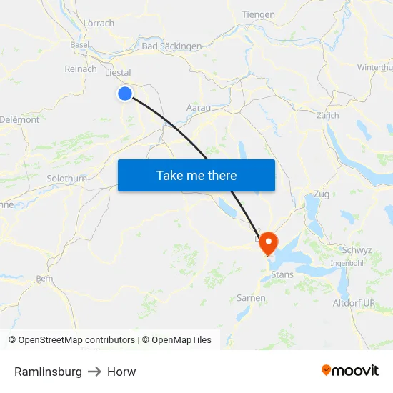 Ramlinsburg to Horw map