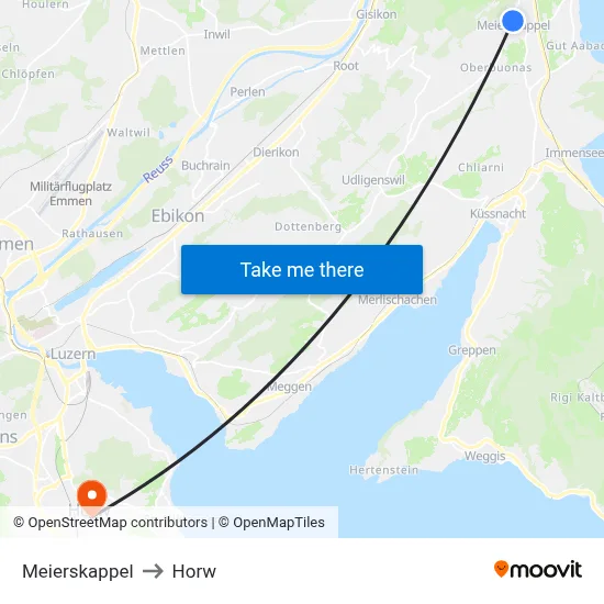 Meierskappel to Horw map