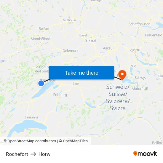 Rochefort to Horw map
