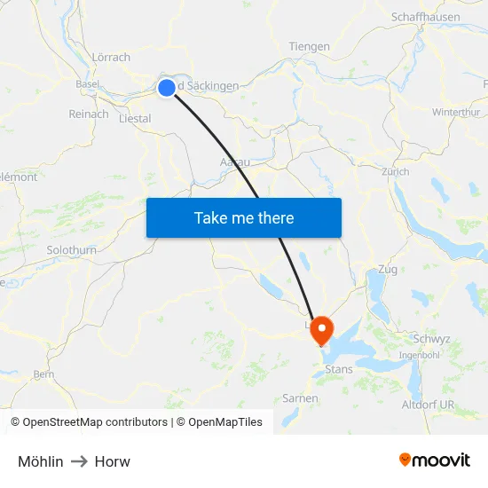 Möhlin to Horw map