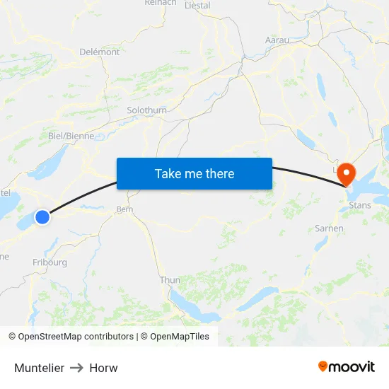 Muntelier to Horw map