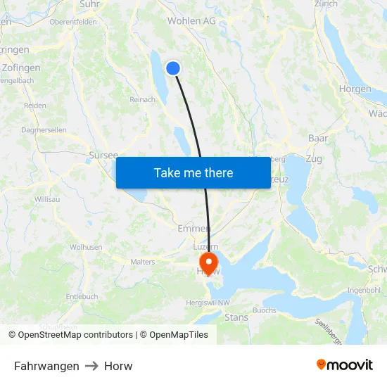 Fahrwangen to Horw map