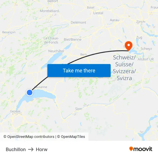 Buchillon to Horw map