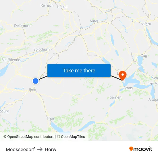 Moosseedorf to Horw map